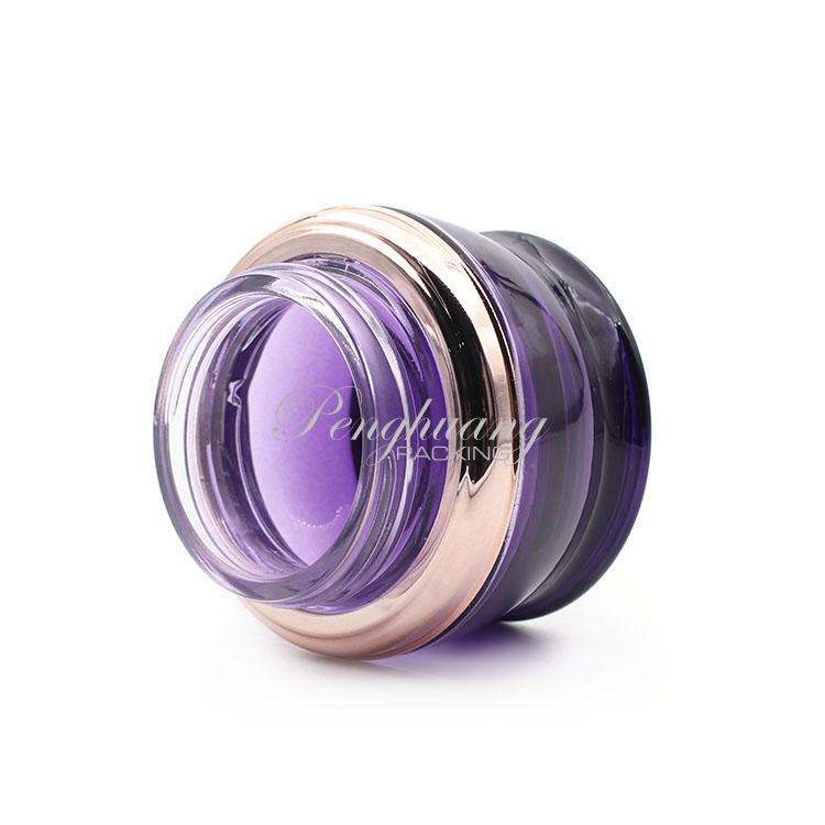 50g Purple Glass Jar Elegant Cosmetic Glass Cream Jar With Golden Cap