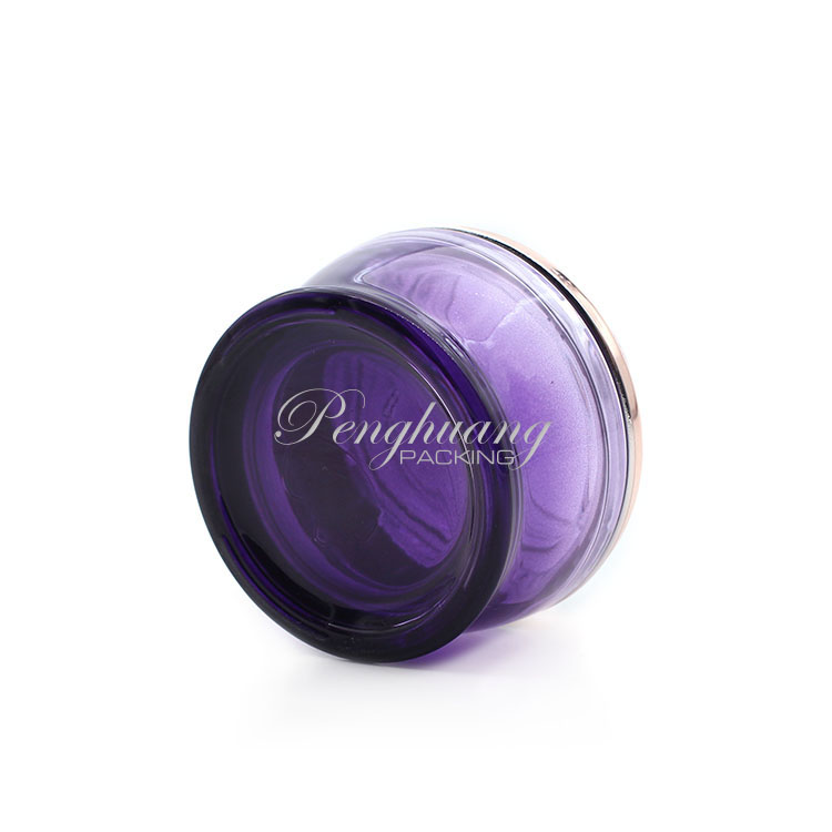 50g Purple Glass Jar Elegant Cosmetic Glass Cream Jar With Golden Cap