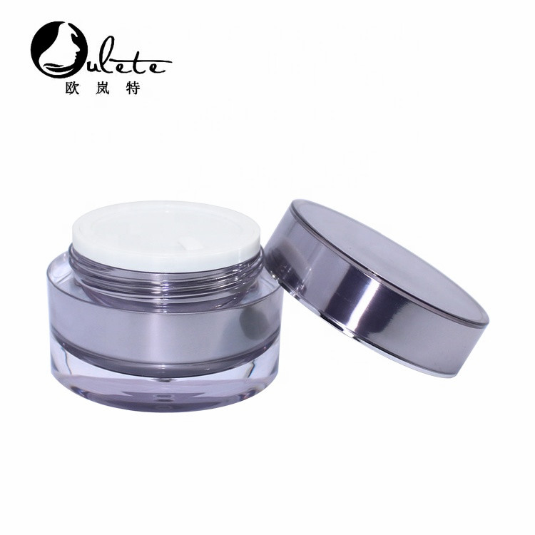 50g Purple round cosmetic jar acrylic cream jar container 1 oz jar with silver line