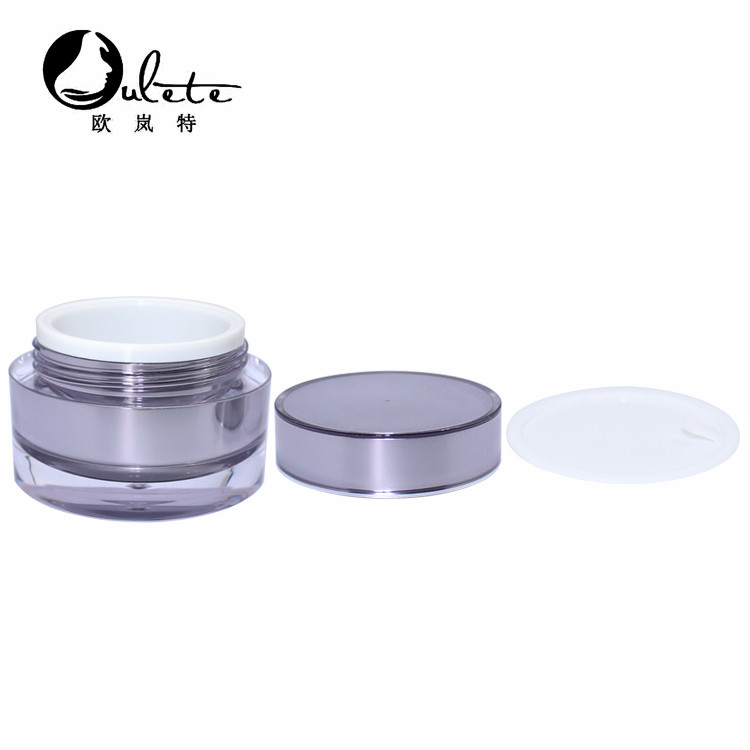50g Purple round cosmetic jar acrylic cream jar container 1 oz jar with silver line