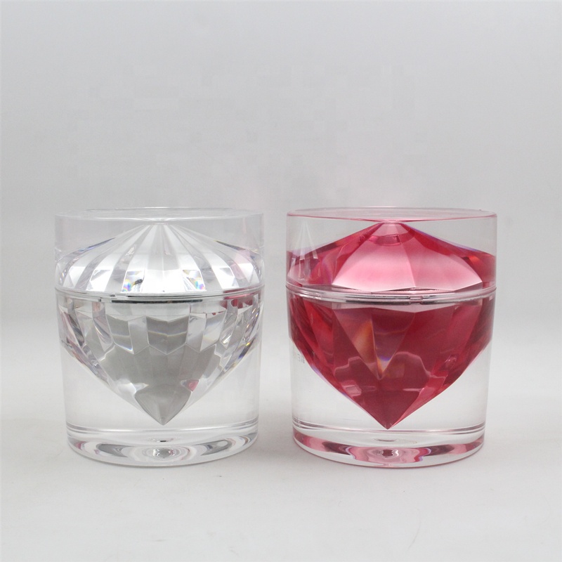 50g Red Custom Diamond Acrylic Jar Container Empty Cream Plastic Cosmetic Packaging Bottle