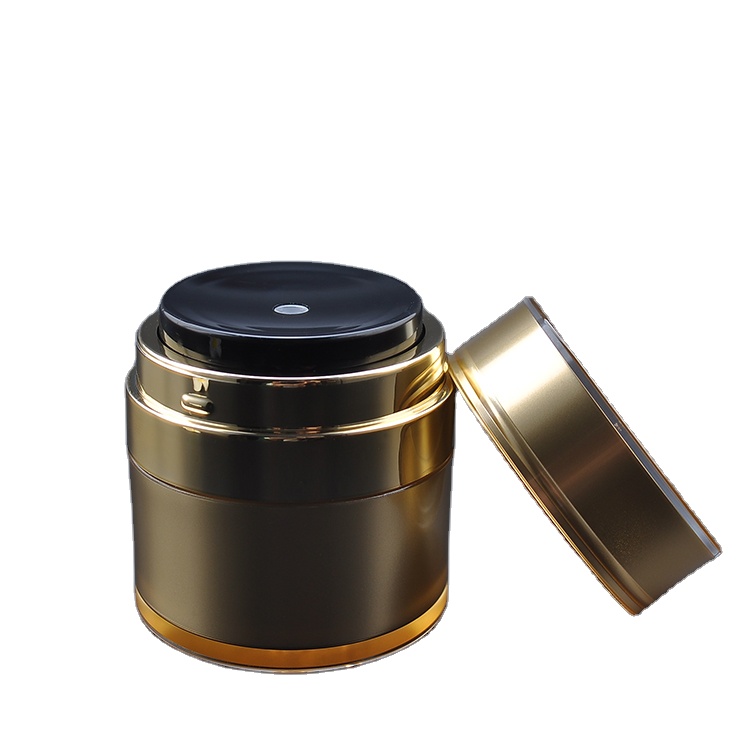 50g Round Shape Gold Acrylic Face Cream Airless Pump Jar Cosmetic Container