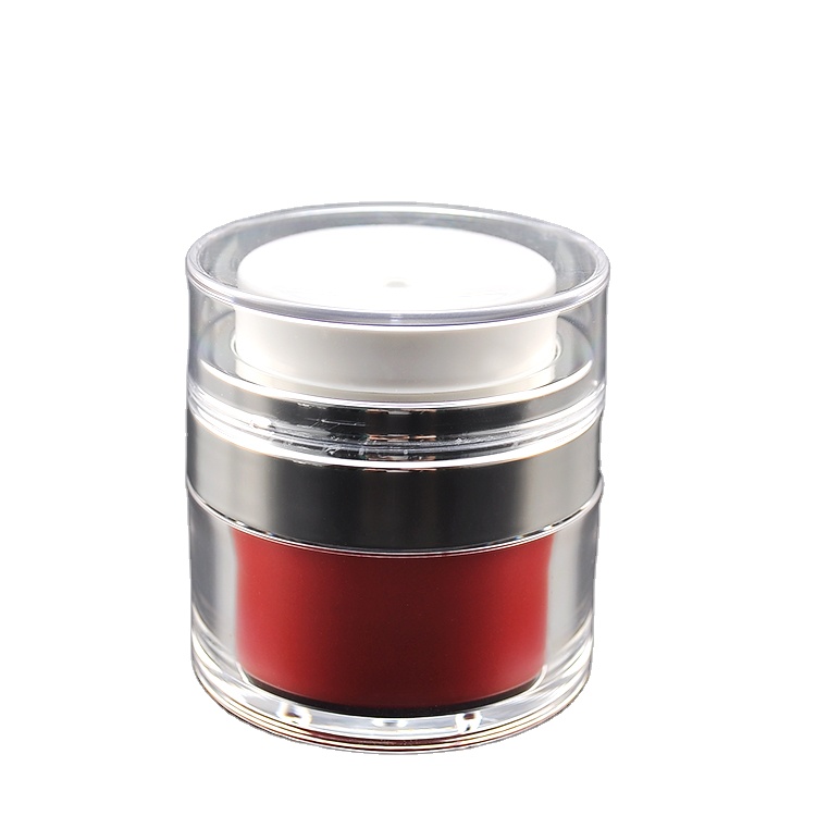50g Round Shape Gold Acrylic Face Cream Airless Pump Jar Cosmetic Container