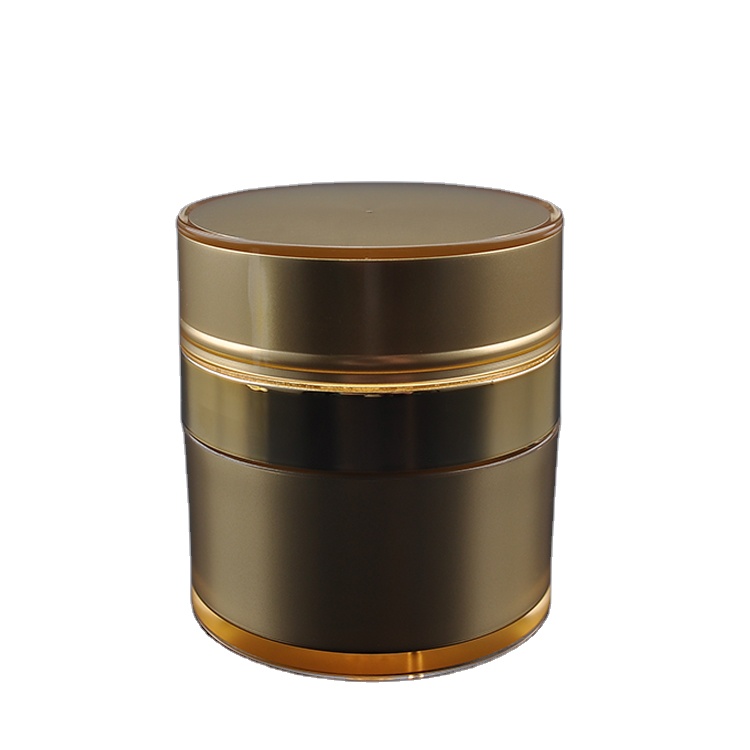 50g Round Shape Gold Acrylic Face Cream Airless Pump Jar Cosmetic Container