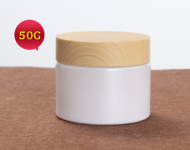 50g Round bamboo lid wide mouth glass jar cosmetic jar