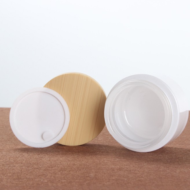 50g Round bamboo lid wide mouth glass jar cosmetic jar