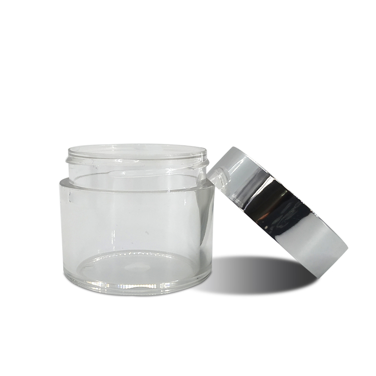 50g Skincare Packaging Plastic Body Cream Facial-pack Jar with Electroplating Silver Screw Cap Top