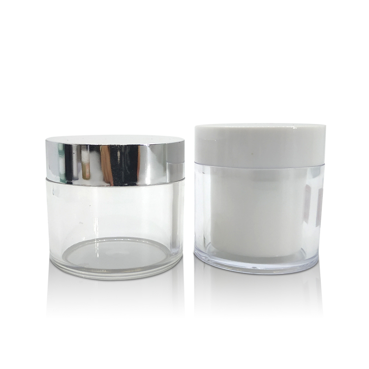 50g Skincare Packaging Plastic Body Cream Facial-pack Jar with Electroplating Silver Screw Cap Top