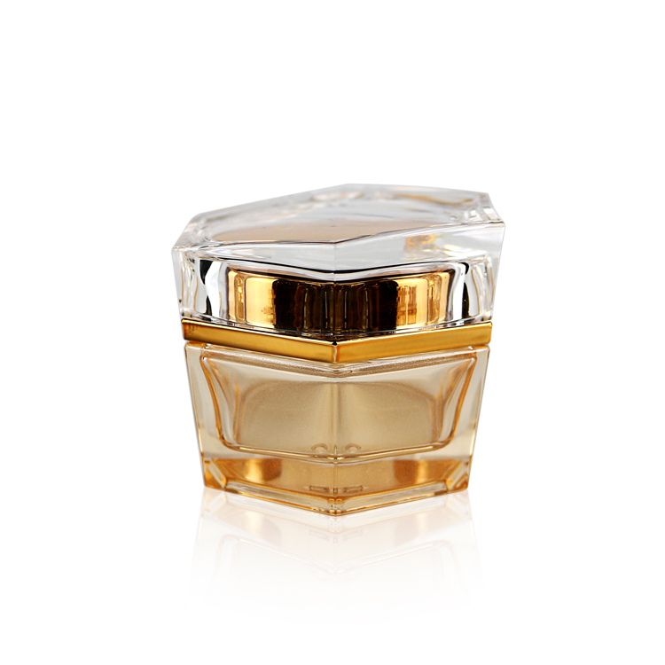 50g Spray Light Gold Hexagonal Cream Bottle for Cosmetic Glass Jar 50g Cosmetics Containers and Packaging glass jars and bottles