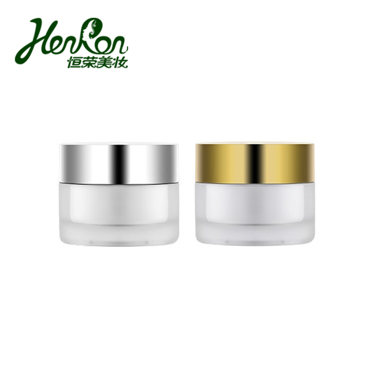 50g Top Seller high quality ready to ship Frosted clear matte gold lid silver cap clear jar cream jar empty face cream container