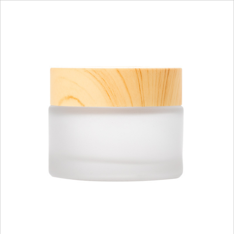 50g Transparent matte cosmetic glass face cream jar with bamboo lid