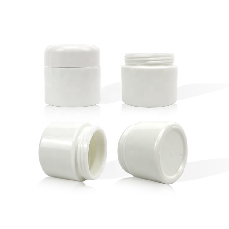 50g White Porcelain Glass Face Cream Jar with White Screw Cap Plastic Eye Cream