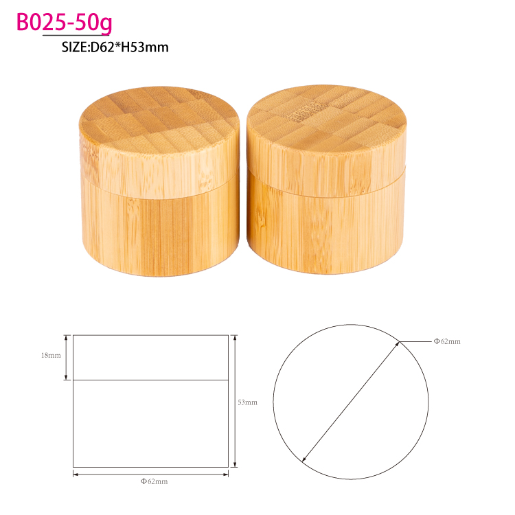 50g Wholesale Cosmetic Packaging Product Fast Delivery Empty Bamboo Makeup Case Plastic Inner Cosmetic Cream Jar