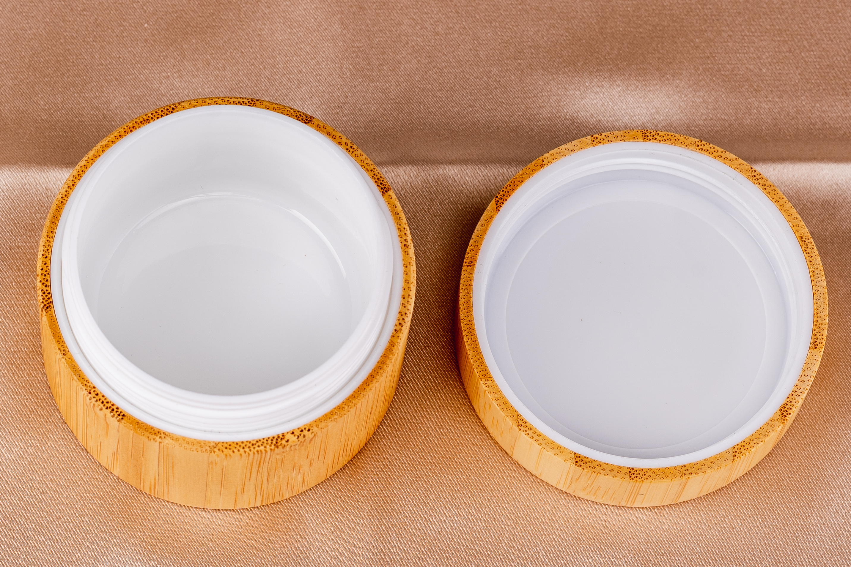 50g Wholesale Cosmetic Packaging Product Fast Delivery Empty Bamboo Makeup Case Plastic Inner Cosmetic Cream Jar