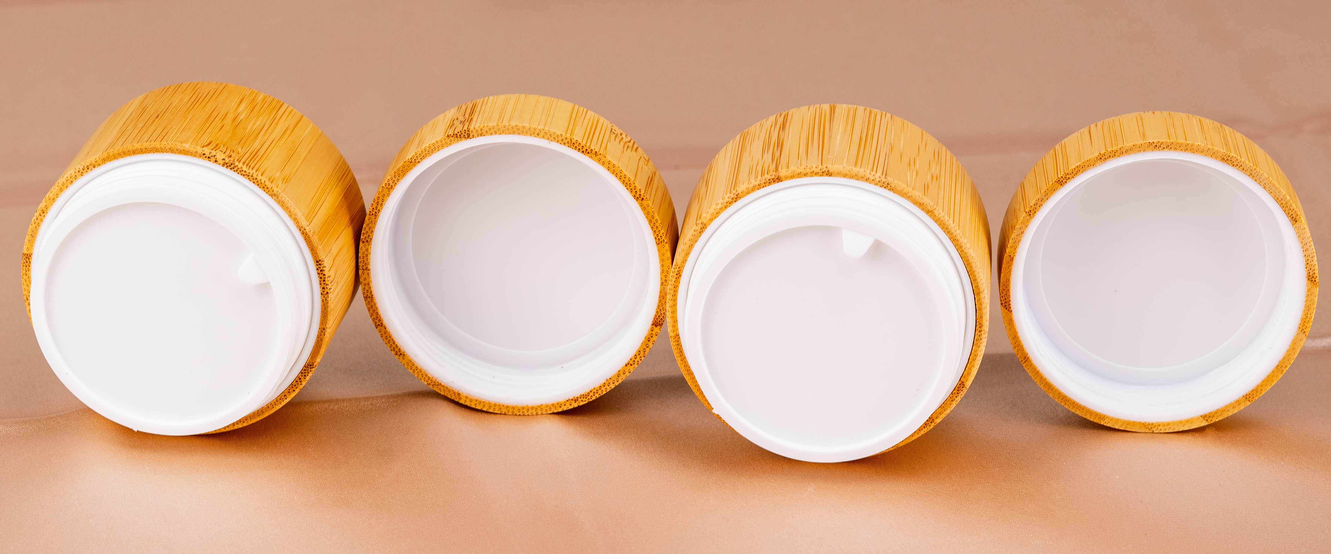 50g Wholesale Cosmetic Packaging Product Fast Delivery Empty Bamboo Makeup Case Plastic Inner Cosmetic Cream Jar