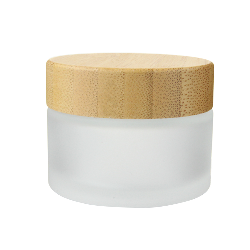 50g Wholesale Cosmetic glass cream container with bamboo lid