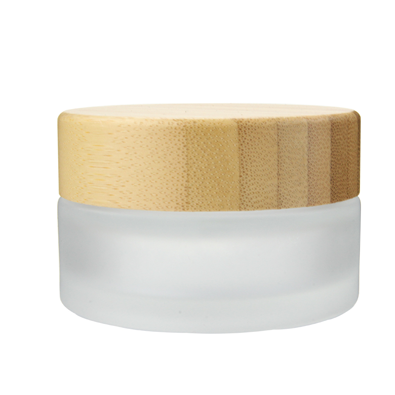 50g Wholesale Cosmetic glass cream container with bamboo lid