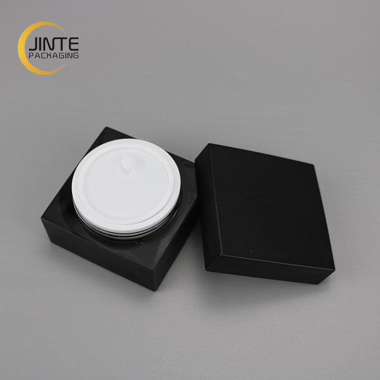 50g Wholesale Matte black Square shape plastic empty cosmetic acrylic jar for loose powder