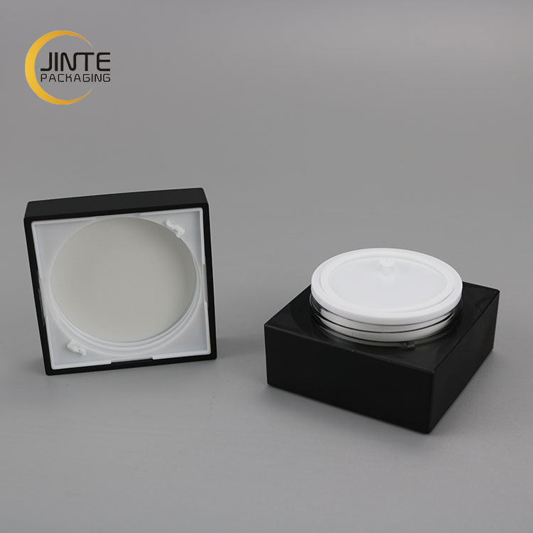 50g Wholesale Matte black Square shape plastic empty cosmetic acrylic jar for loose powder