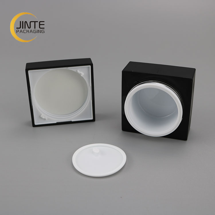 50g Wholesale Matte black Square shape plastic empty cosmetic acrylic jar for loose powder