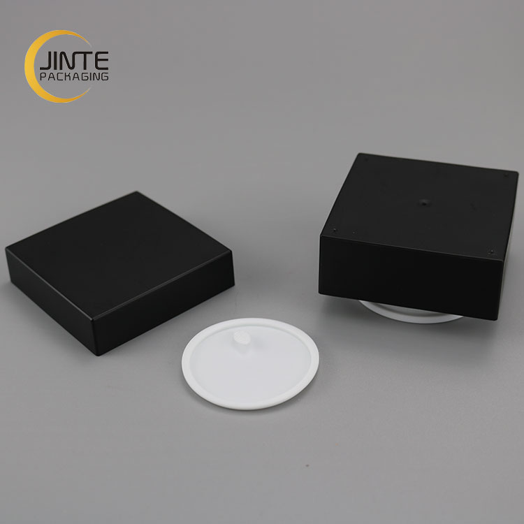 50g Wholesale Matte black Square shape plastic empty cosmetic acrylic jar for loose powder