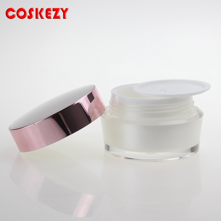 50g acrylic skin care cream jar,Pink aluminum cap with cosmetic container cosmetic cream jar