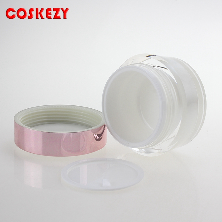 50g acrylic skin care cream jar,Pink aluminum cap with cosmetic container cosmetic cream jar
