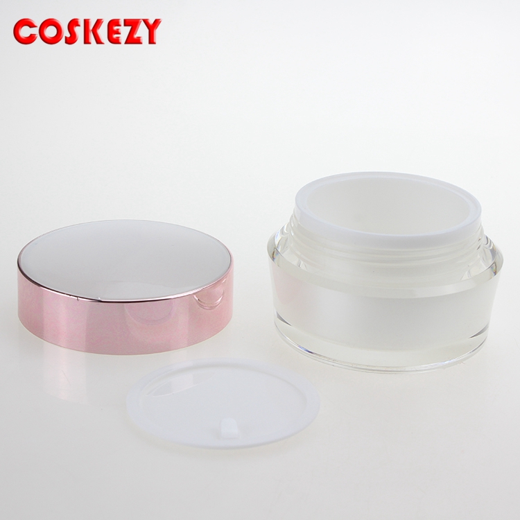 50g acrylic skin care cream jar,Pink aluminum cap with cosmetic container cosmetic cream jar