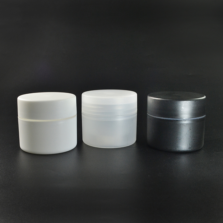 50g black double wall lotion face body cream plastic Cosmetic Jar with Screw Cap