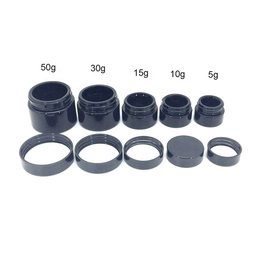50g black glass jar cosmetic 50 ml empty glass jar for face cream