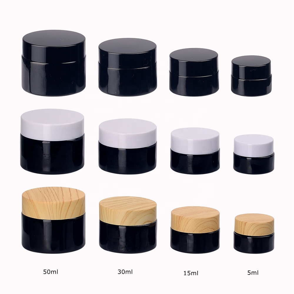 50g black glass jar cosmetic 50 ml empty glass jar for face cream