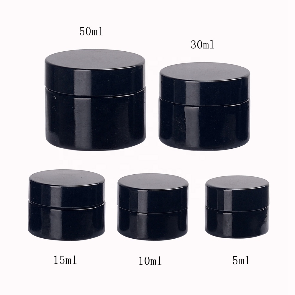 50g black glass jar cosmetic 50 ml empty glass jar for face cream