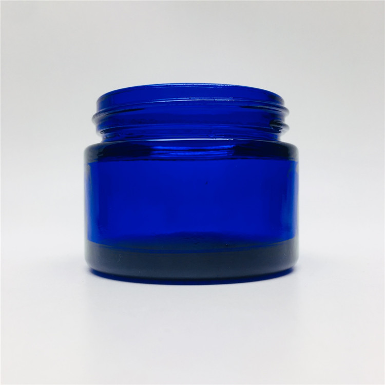 50g blue colored glass cosmetic bottle and jar face cream jar with black lid