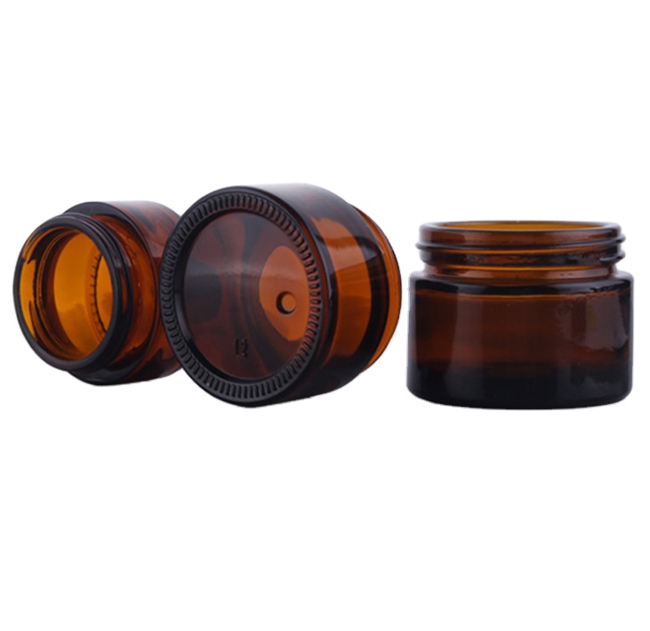 50g brown empty cosmetic cream glass jar with screw lid