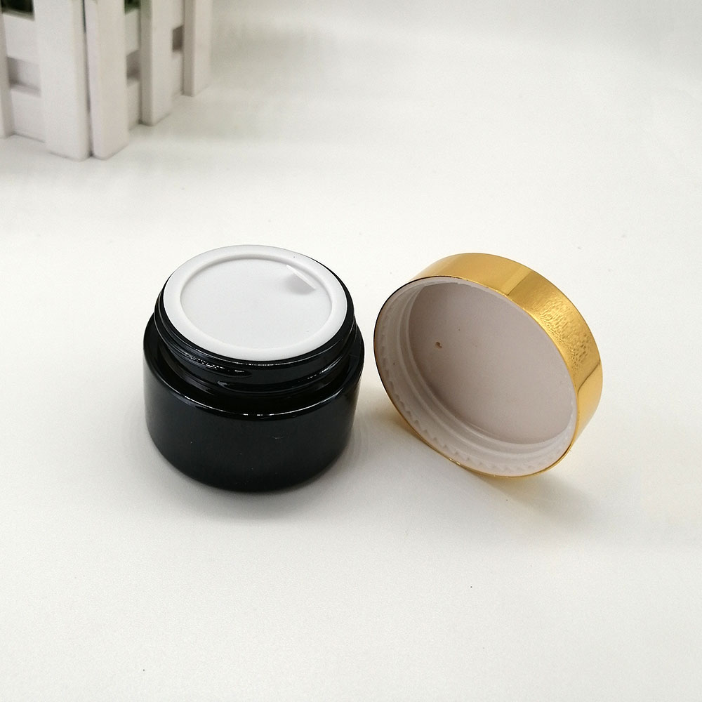 50g brown glass cream jar amber cosmetic glass empty jars with gold metal aluminum cover skin cream packaging container
