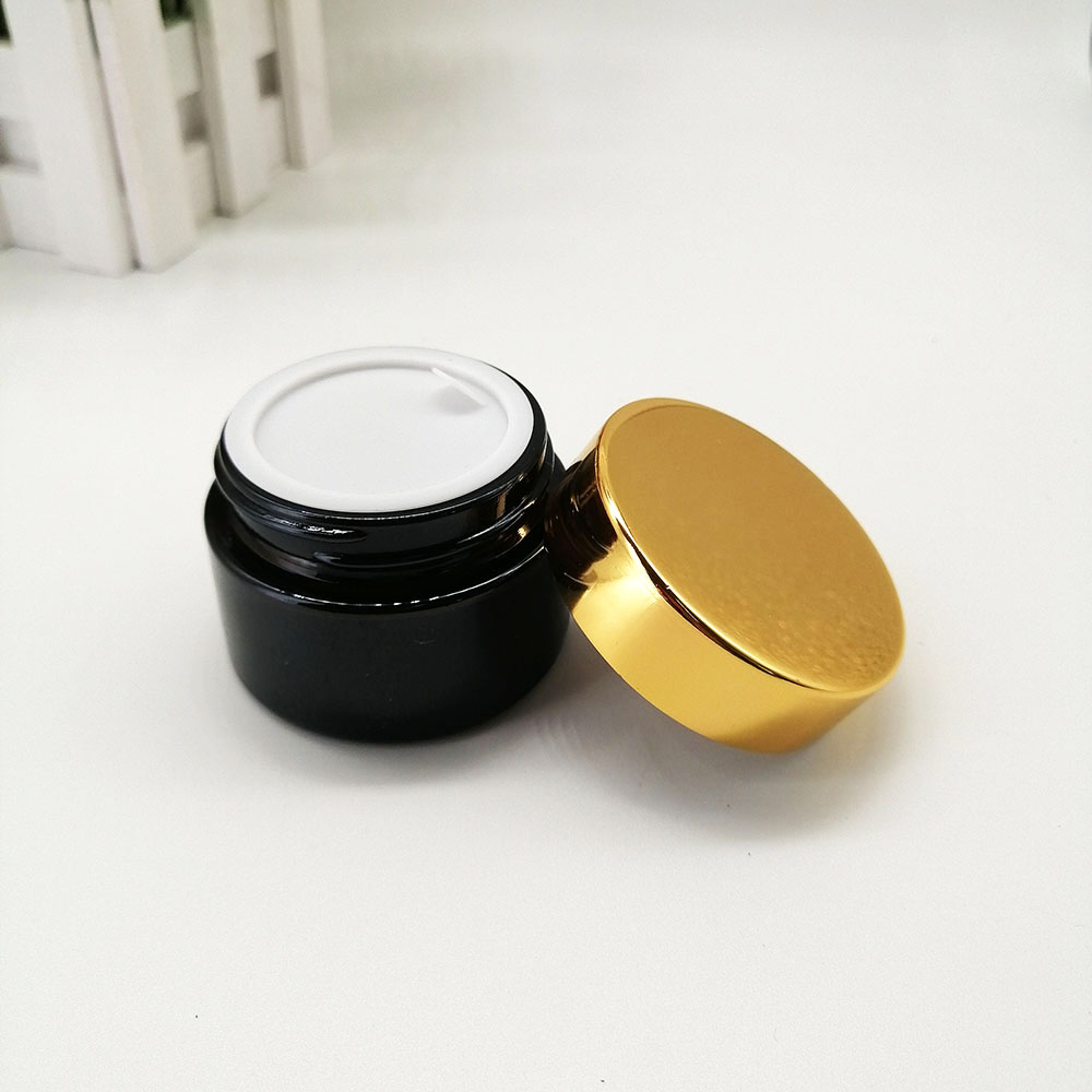 50g brown glass cream jar amber cosmetic glass empty jars with gold metal aluminum cover skin cream packaging container