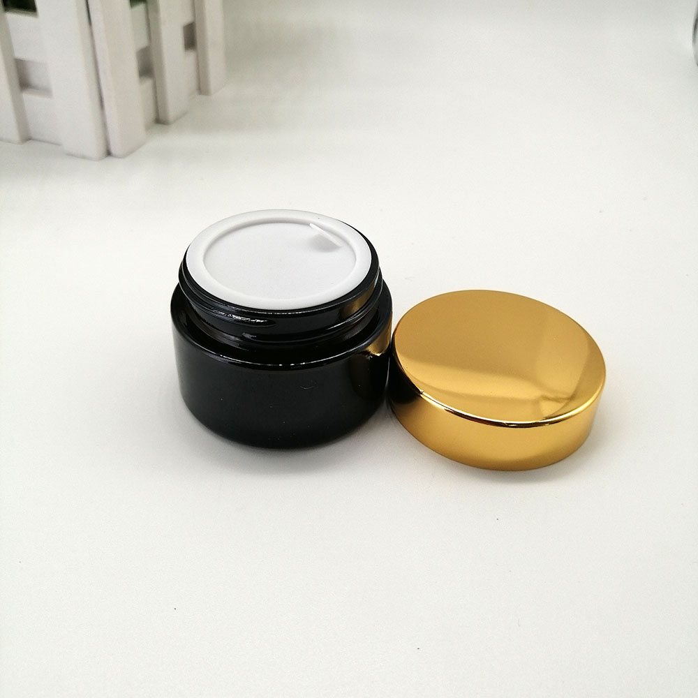 50g brown glass cream jar amber cosmetic glass empty jars with gold metal aluminum cover skin cream packaging container