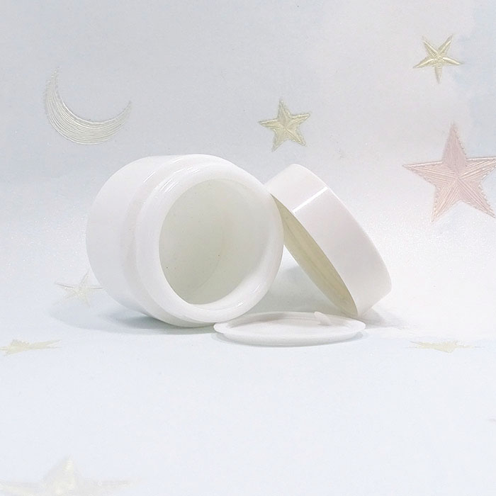 50g ceramic cosmetic packaging white opal round cream jar with white lids