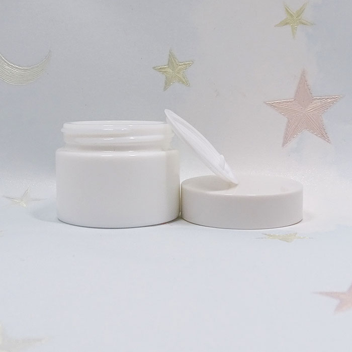 50g ceramic cosmetic packaging white opal round cream jar with white lids