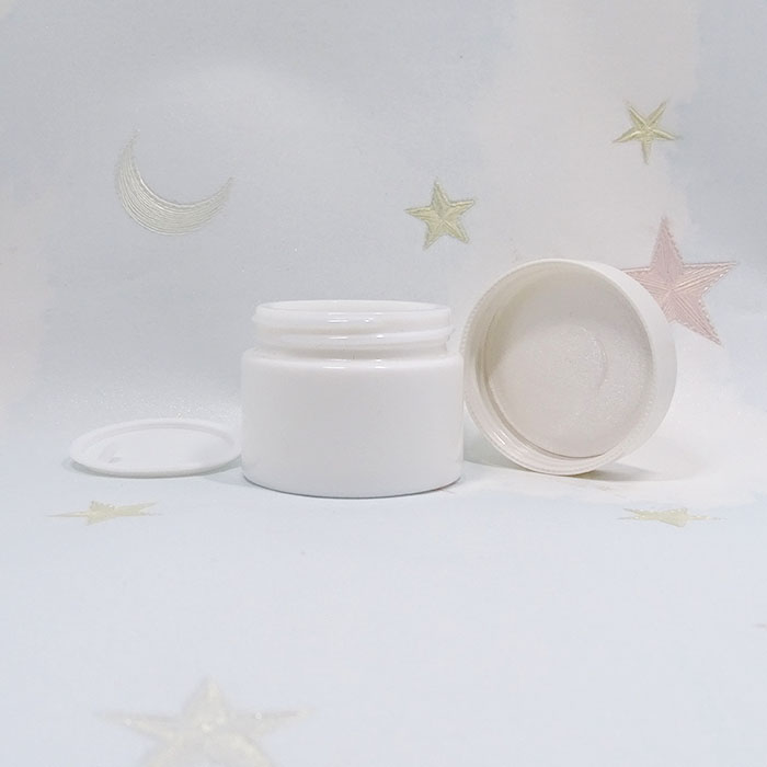 50g ceramic cosmetic packaging white opal round cream jar with white lids
