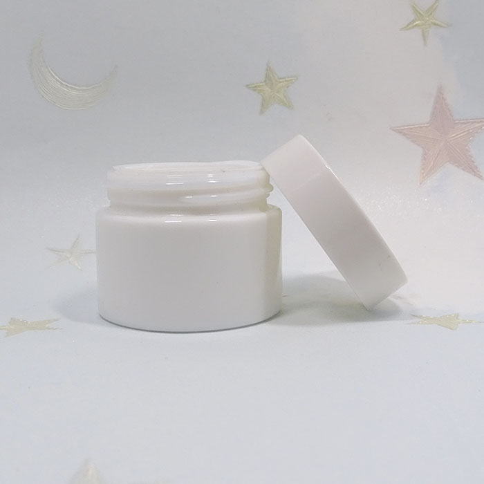 50g ceramic cosmetic packaging white opal round cream jar with white lids