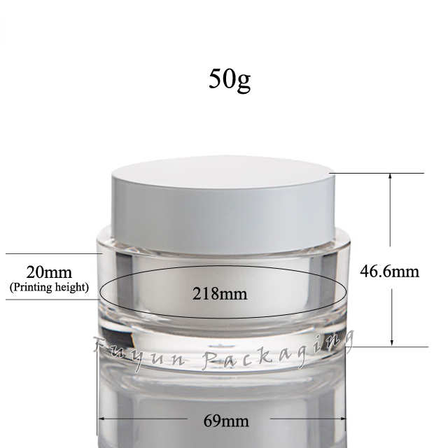 50g clear acrylic cream jar with screw lid