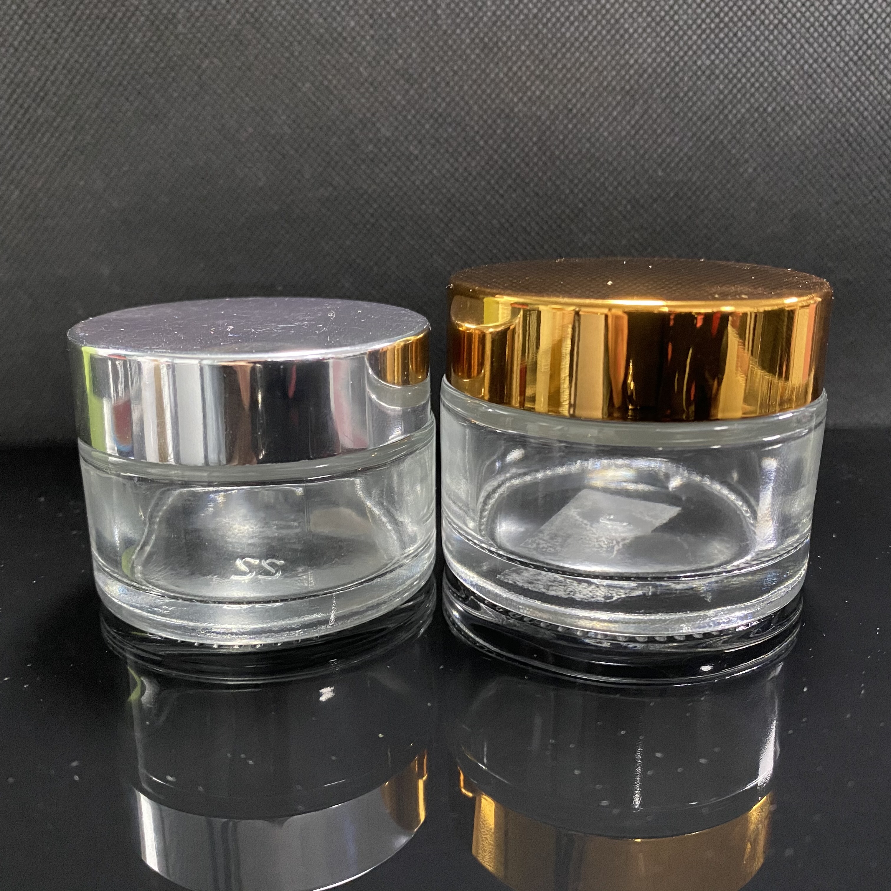 50g clear amber black glass jar cosmetics packaging face cream container glass cream jar with plastic lid