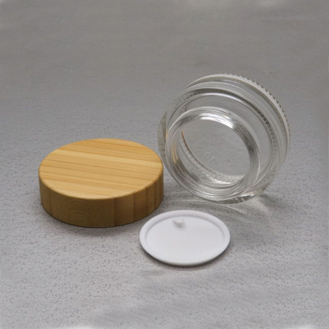 50g clear cosmetic cream jar with wood grain bamboo lid glass empty bottle skin cream packaging container