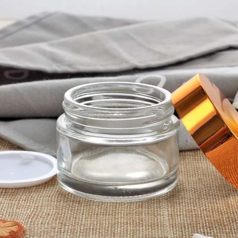 50g clear cosmetic glass jars with aluminum metal cap