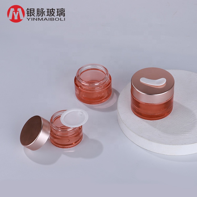 50g clear custom spraying rose gold empty glass face cream container cosmetic jars
