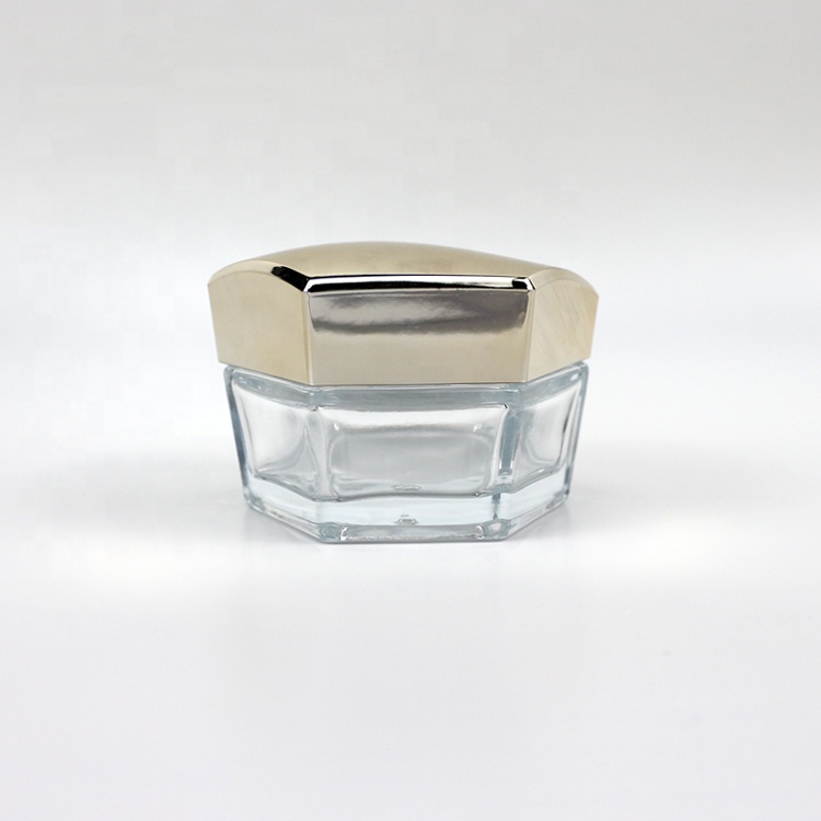 50g clear glass cream jar with silver cap