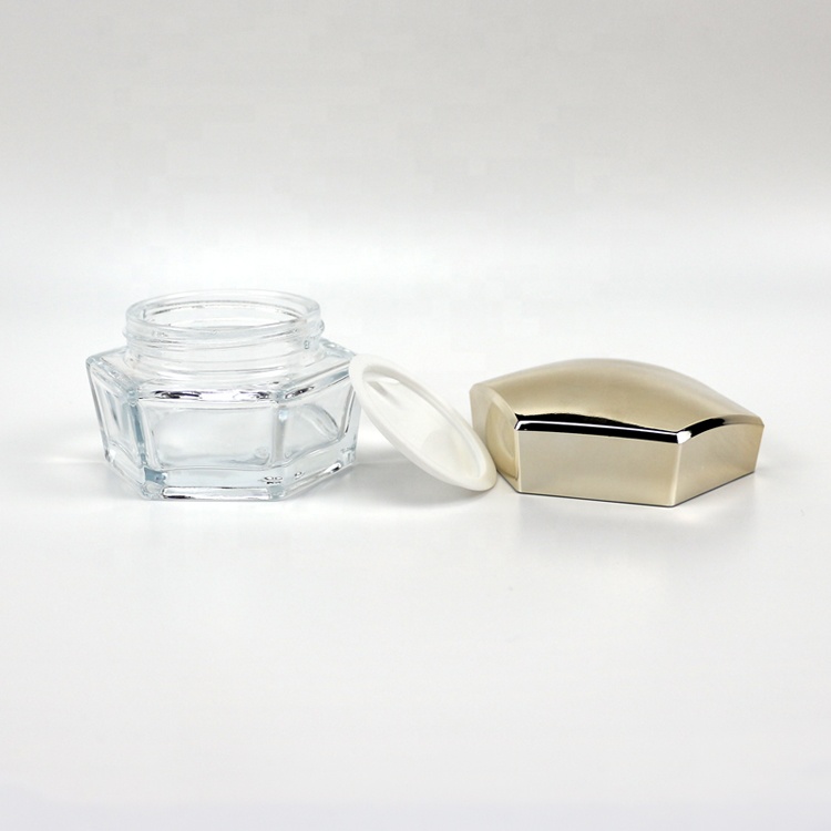 50g clear glass cream jar with silver cap