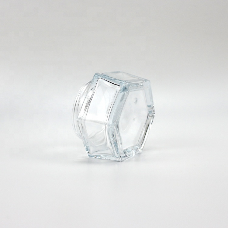 50g clear glass cream jar with silver cap