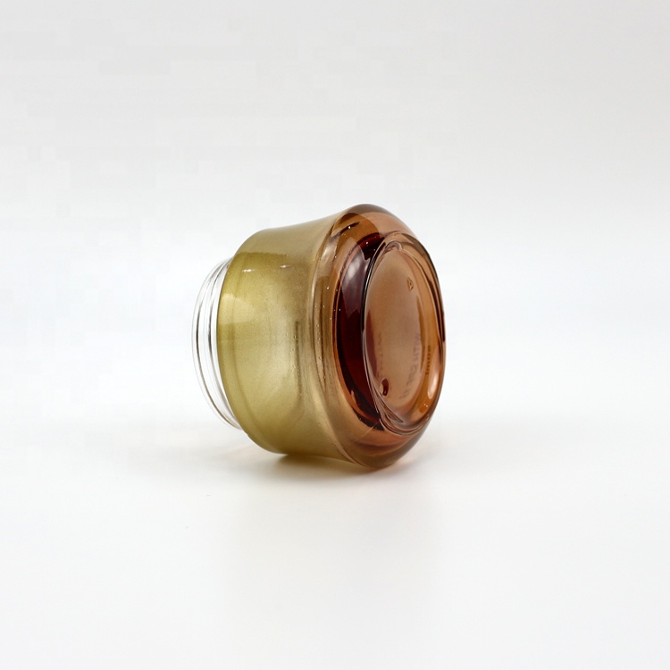 50g clear green glass cream jar with black gold cap